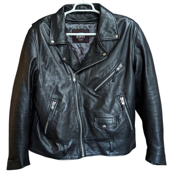 FIRST MFG Co Women's Black Leather Moto Biker Jacket XXL Authentic Riding Gear - Picture 2 of 6